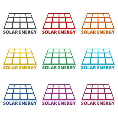 Solar energy panel icon, color icons set