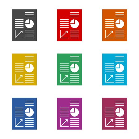 Business Report icon, business graph and documents, color icons setのイラスト素材