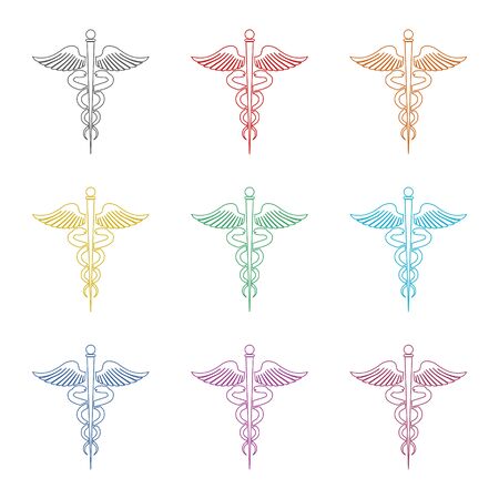 Caduceus sign icon, color icons setのイラスト素材