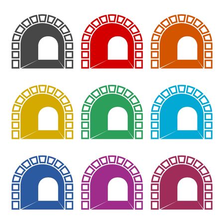 Road with tunnel icon, color icons setのイラスト素材