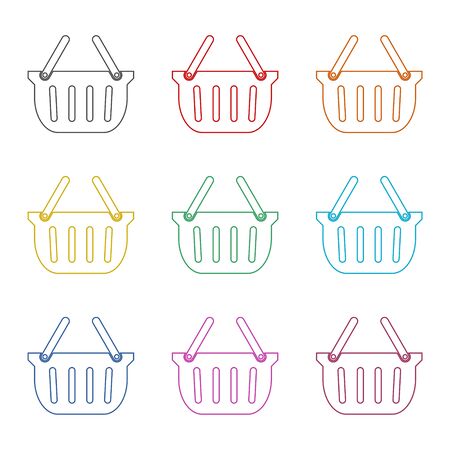 Basket icon, Basket shopping commercial icon, color icons setのイラスト素材