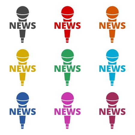 News microphone icon, color icons setのイラスト素材