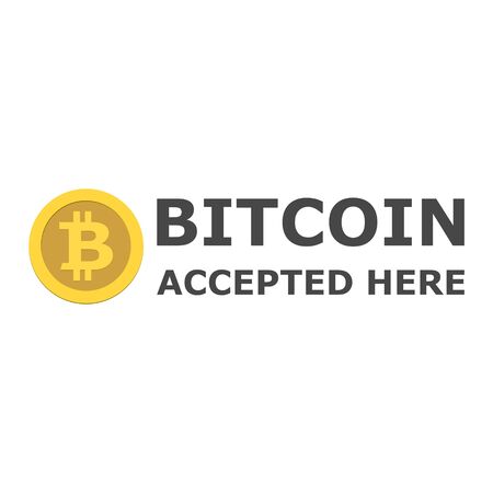 Bitcoin accepted here sign, simple vector iconのイラスト素材