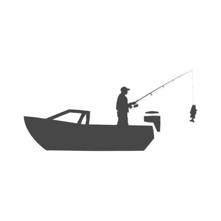 Fisherman in a boat sign, Fishingのイラスト素材