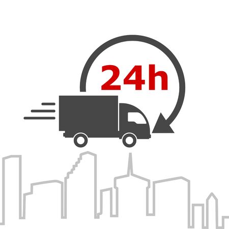 Delivery service vector illustration, Delivery truck iconのイラスト素材