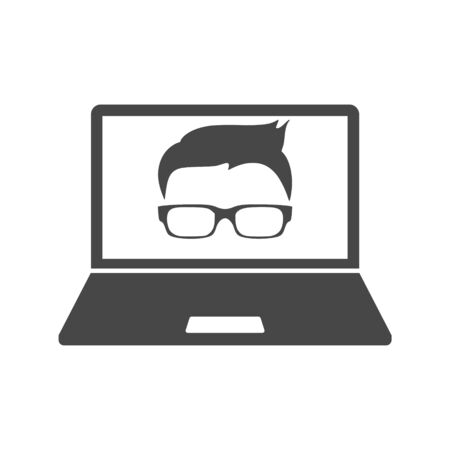 Hipster laptop iconのイラスト素材
