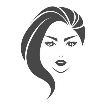 Women hair style icon, logo women face on white backgroundのイラスト素材