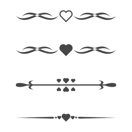 Collection of vector dividers with heartsのイラスト素材