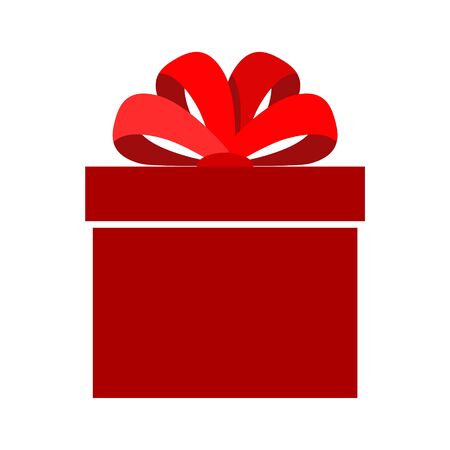 Red Gift box with ribbons isolated on whiteのイラスト素材