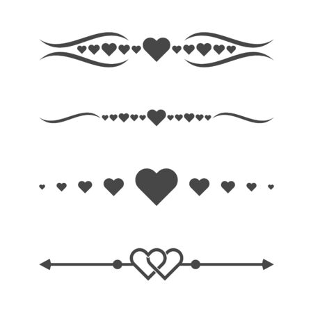 Collection of vector dividers with heartsのイラスト素材