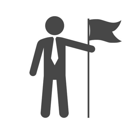 Businessman holding flag, Man with flag iconのイラスト素材