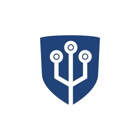 Tech shield security logo, simple iconのイラスト素材