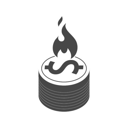 Money On Fire icon, signのイラスト素材