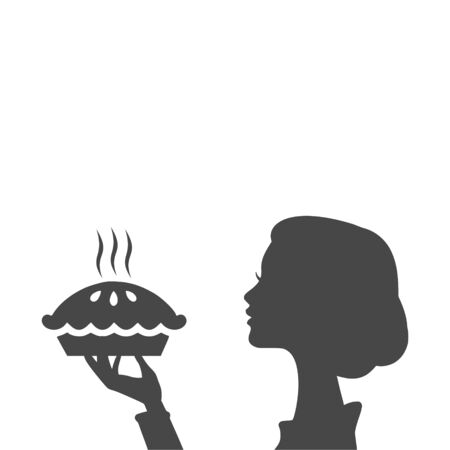 Housewife holding pie, woman holding a pieのイラスト素材