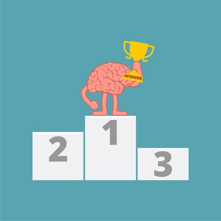 Brain stands on the winners podiumのイラスト素材