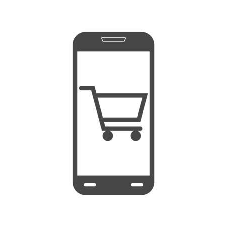 Smartphone and shopping chart iconのイラスト素材