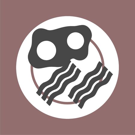 Breakfast, Fried eggs with bacon stickerのイラスト素材