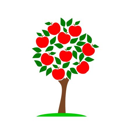 Apple tree isolated on white backgroundのイラスト素材