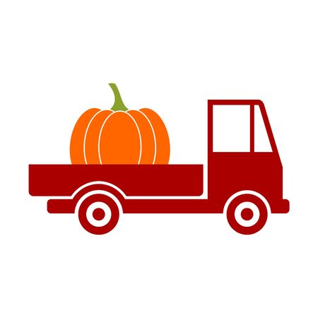 Old truck with harvest pumpkinのイラスト素材