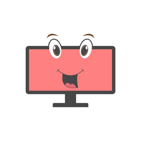 Cartoon monitor icon with smiley faceのイラスト素材