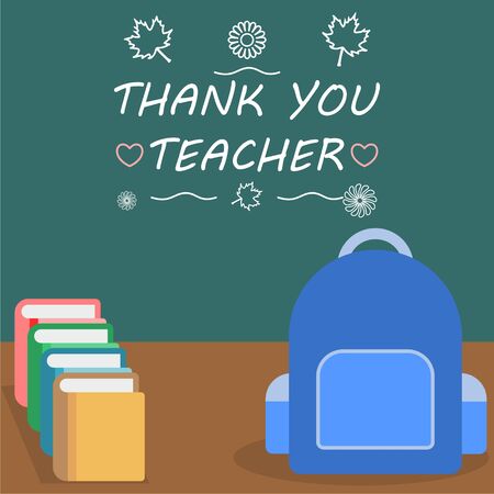 Thank You Teacher on blackboard background, Teacher's Dayのイラスト素材
