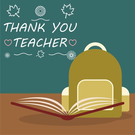 Thank You Teacher on blackboard background, Teacher's Dayのイラスト素材