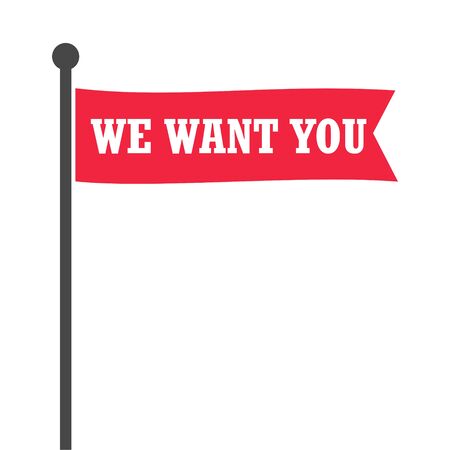 We want you flag on white backgroundのイラスト素材