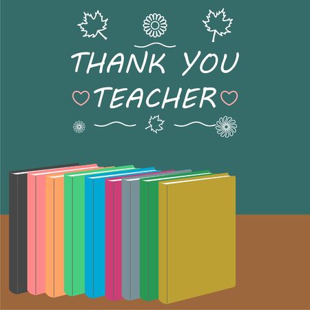 Thank You Teacher on blackboard background, Teacher's Dayのイラスト素材