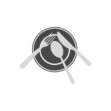 Plate with fork, knife and spoonのイラスト素材