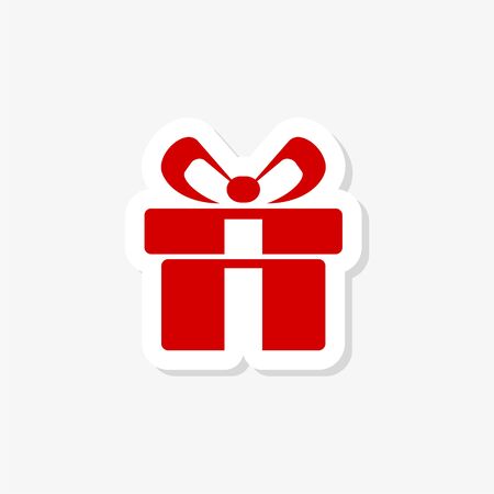 Red Gift box with ribbons sticker isolated on whiteのイラスト素材