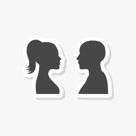 Male and female silhouettes opposite each otherのイラスト素材