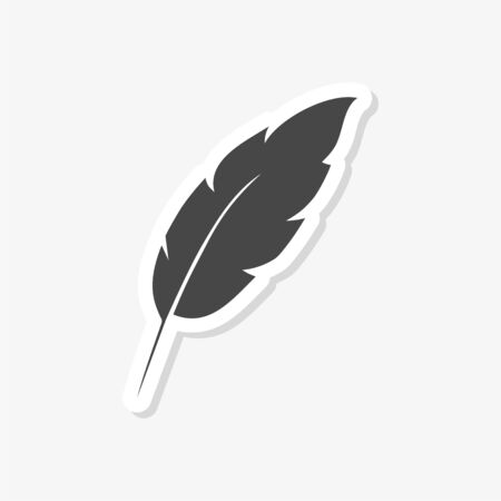 Feather on white stickerのイラスト素材