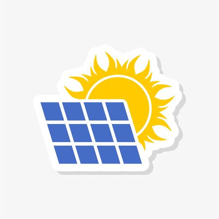 Solar Panel With Sun stickerのイラスト素材