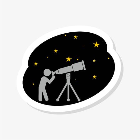 Star and telescope on white background stickerのイラスト素材