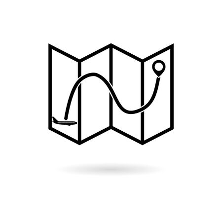 Black Planning Travel illustration, Travel iconのイラスト素材