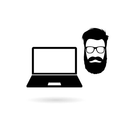 Black Hipster laptop iconのイラスト素材