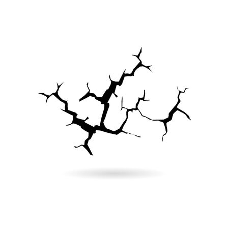 Black Crack In Floor, Broken Concrete Wall iconのイラスト素材