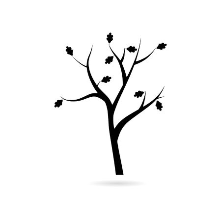 Black Autumn tree with orange leaves icon or logoのイラスト素材