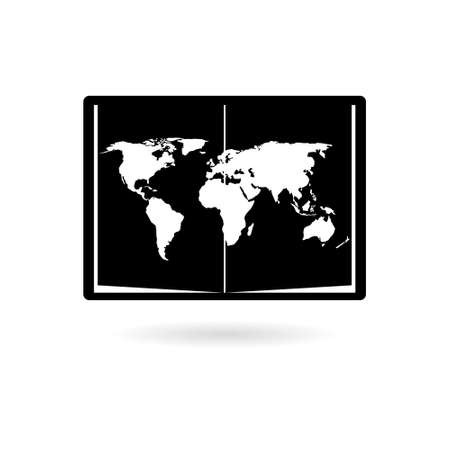 Black Blank world map on book iconのイラスト素材