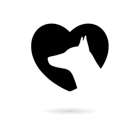 Black Love Dog icon, Modern Petのイラスト素材