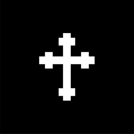 Christian church logo, Cross icon on dark backgroundのイラスト素材