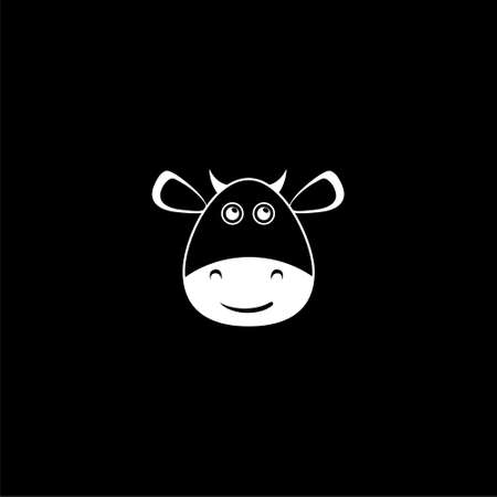 Cute cow icon on dark backgroundのイラスト素材