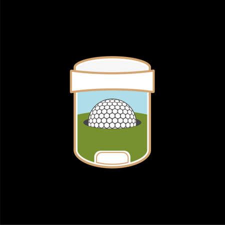 Golf ball sign icon on dark backgroundのイラスト素材
