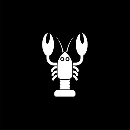 Illustration of a lobster, Lobster icon or logo on dark backgroundのイラスト素材