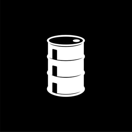 Oil drum container logo, barrel flat icon on dark backgroundのイラスト素材