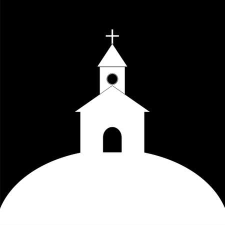 Church with a cross icon on dark backgroundのイラスト素材