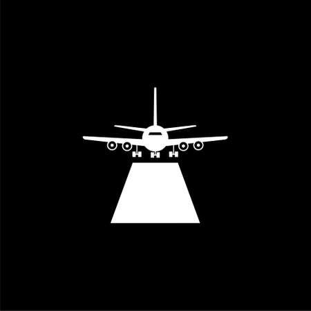 Airport icon or logo, Airplane on the runway on dark backgroundのイラスト素材
