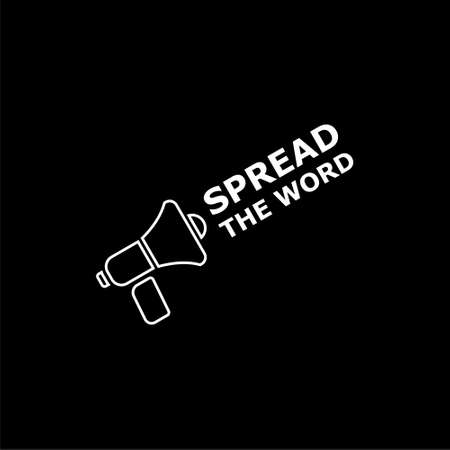 Spread the Word Share Information Bullhorn Megaphone icon or logo on dark backgroundのイラスト素材
