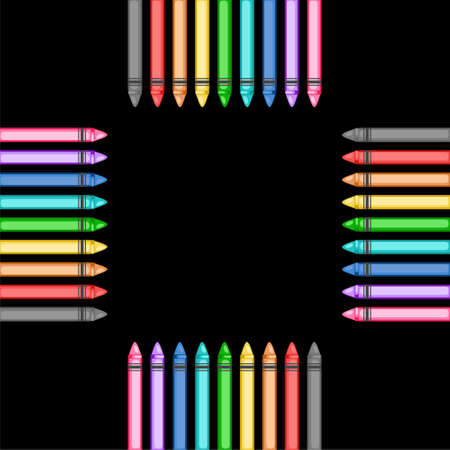 Crayons icon or logo on dark backgroundの素材 [FY310151776807]