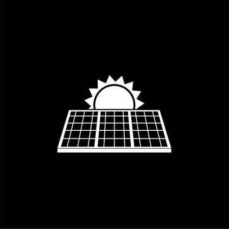 Solar Panel With Sun icon   on dark backgroundのイラスト素材